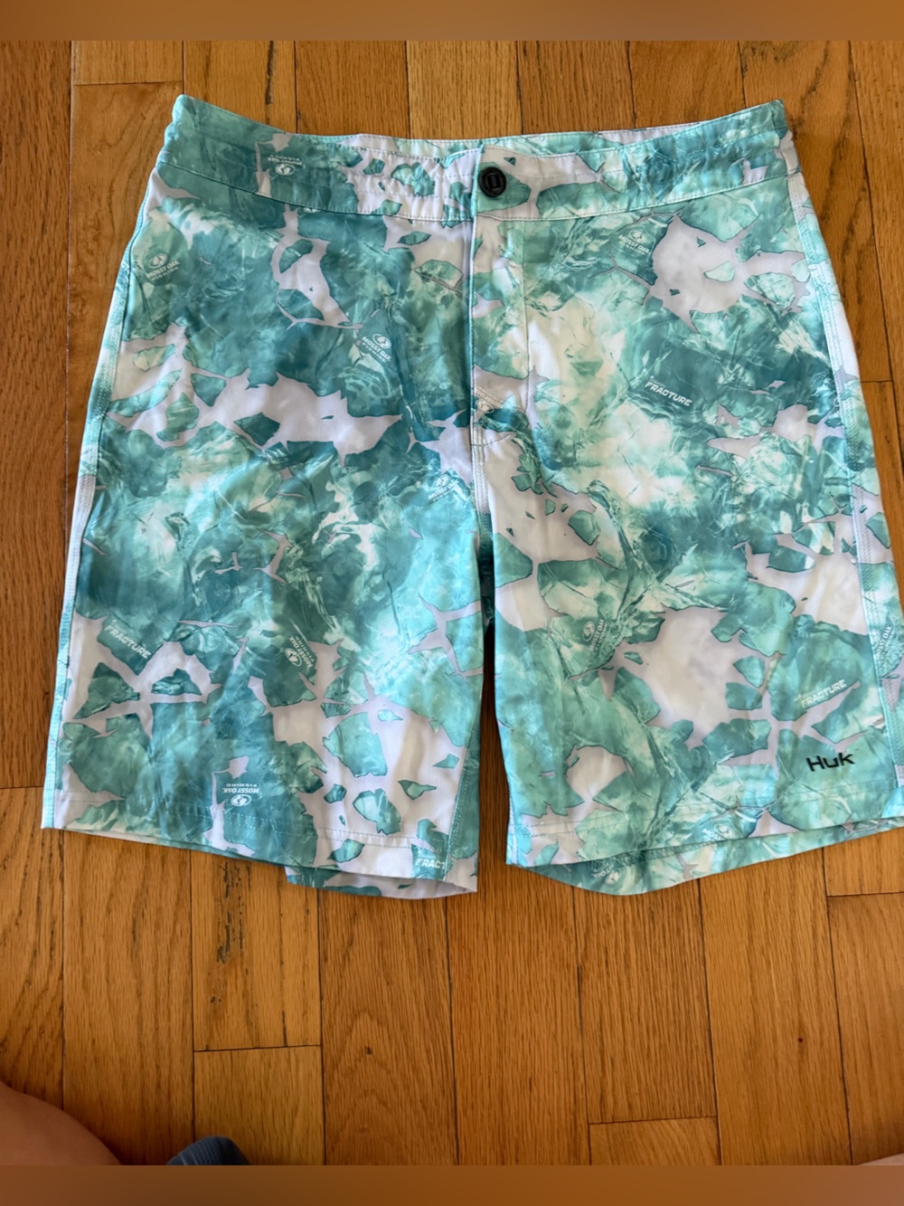 Huk Board Shorts Mens 34 Blue Mossy Oak Fishing Fracture Swim